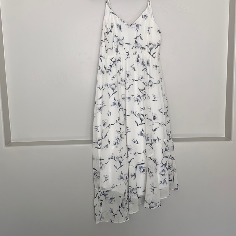 White and Blue Floral A line dress